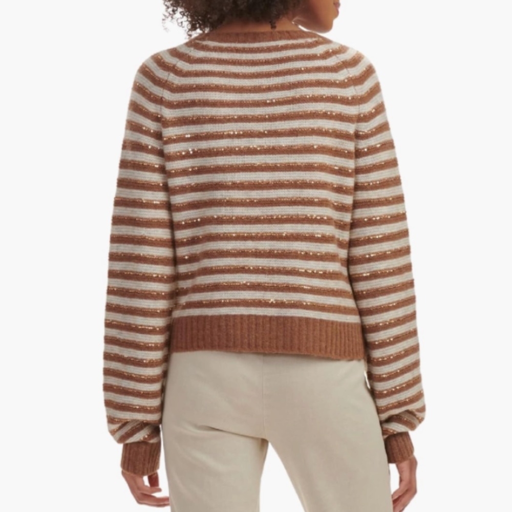 Splendid Walnut Striped Sequin Detail Maisie Crew… - image 4